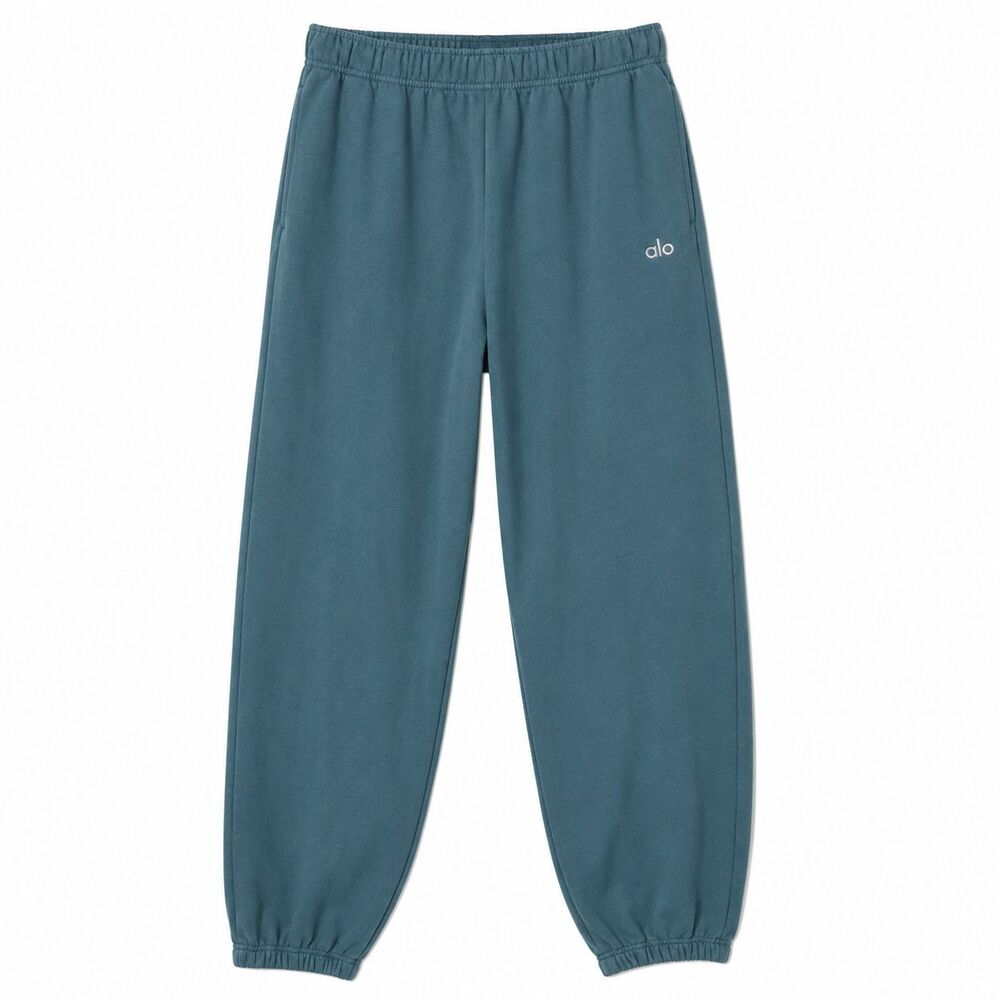 Alo Jogger Sweatpants Women Large Blue Pull On Leggings Activewear Active